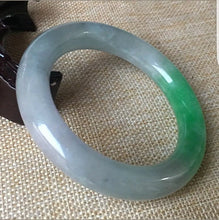 Load image into Gallery viewer, 10% OFF- 57/58/59mm Certified Natural 3 Color Jadeite Emerald A*Jade HandCarved Ruyi Flower Bangle C045
