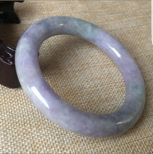 Load image into Gallery viewer, 10% OFF- 58/59/60mm Certified Natural Lavender Jadeite Emerald A*Jade HandCarved Bangle C043