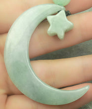 Load image into Gallery viewer, 10% OFF- Certified Natural Jadeite Emerald A*Jade HandCarved Moon Star Pendant N6447