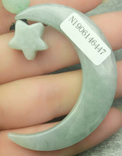 Load image into Gallery viewer, 10% OFF- Certified Natural Jadeite Emerald A*Jade HandCarved Moon Star Pendant N6447