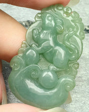 Load image into Gallery viewer, 10% OFF- Certified Natural Jadeite Emerald A*Jade HandCarved Mouse Coin 代代数钱 Pendant N6083