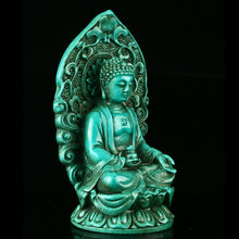Load image into Gallery viewer, 4.72''H- Chinese Natural Antique Exquisite Turquoise Handcarved Sculpture Buddha Statue