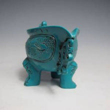 Load image into Gallery viewer, 4.17''L- Chinese Natural Antique Exquisite Turquoise Handcarved Sculpture Dragon Cup Statue