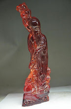 Load image into Gallery viewer, 10.62''H- Chinese Natural Antique Exquisite GEOMANTIC AMBER Handcarved Sculpture Longevity GOD Statue