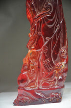 Load image into Gallery viewer, 10.62''H- Chinese Natural Antique Exquisite GEOMANTIC AMBER Handcarved Sculpture Longevity GOD Statue