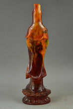 Load image into Gallery viewer, 9.6''H- Chinese Natural Antique Exquisite GEOMANTIC AMBER Handcarved Sculpture Kwan-Yin Send You Child Noble Statue