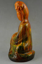 Load image into Gallery viewer, 7.3''H- Chinese Natural Antique Exquisite GEOMANTIC AMBER Handcarved Sculpture Guanyin Statue