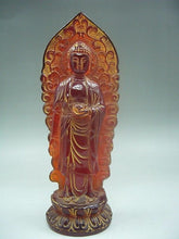 Load image into Gallery viewer, 7.08''H- Chinese Natural Antique Exquisite GEOMANTIC AMBER Handcarved Sculpture Buddha Statue