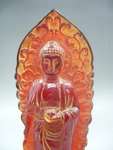 Load image into Gallery viewer, 7.08''H- Chinese Natural Antique Exquisite GEOMANTIC AMBER Handcarved Sculpture Buddha Statue