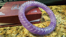 Load image into Gallery viewer, 10% OFF- 57/58/59mm Certified Natural Lavender Jadeite Emerald A*Jade HandCarved Bangle X3387