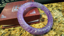 Load image into Gallery viewer, 10% OFF- 57/58/59mm Certified Natural Lavender Jadeite Emerald A*Jade HandCarved Bangle X3387