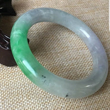 Load image into Gallery viewer, 10% OFF- 57/58/59mm Certified Natural 3 Color Jadeite Emerald A*Jade HandCarved Ruyi Flower Bangle C046
