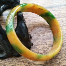 Load image into Gallery viewer, 10% OFF- 56/57/58mm Certified Natural Yellow Green Jadeite Emerald A*Jade HandCarved Bangle A205