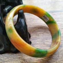 Load image into Gallery viewer, 10% OFF- 56/57/58mm Certified Natural Yellow Green Jadeite Emerald A*Jade HandCarved Bangle A205