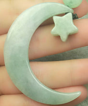 Load image into Gallery viewer, 10% OFF- Certified Natural Jadeite Emerald A*Jade HandCarved Moon Star Pendant N6447