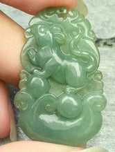 Load image into Gallery viewer, 10% OFF- Certified Natural Jadeite Emerald A*Jade HandCarved Mouse Coin 代代数钱 Pendant N6083