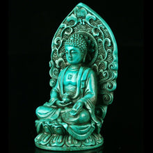 Load image into Gallery viewer, 4.72''H- Chinese Natural Antique Exquisite Turquoise Handcarved Sculpture Buddha Statue