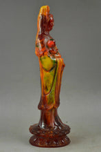 Load image into Gallery viewer, 9.6''H- Chinese Natural Antique Exquisite GEOMANTIC AMBER Handcarved Sculpture Kwan-Yin Send You Child Noble Statue