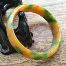 Load image into Gallery viewer, 10% OFF- 56/57/58mm Certified Natural Yellow Green Jadeite Emerald A*Jade HandCarved Bangle A205
