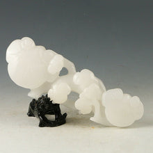 Load image into Gallery viewer, 10in/255cm H- Chinese Genuine Natural White Jade HandCarved Big Flower Ruyi Statue