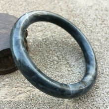 Load image into Gallery viewer, 10% OFF- 63mm Certified Natural Black Fluttering flower Emerald A*Jade HandCarved Round Bangle A1940