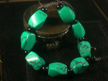 Load image into Gallery viewer, 10% OFF- 54-62mm Certified Natural Turquoise HandCarved Woven Stretchy Lucky Pray Bracelet A1216