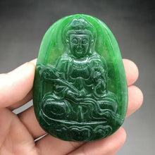 Load image into Gallery viewer, 10% OFF- Certified Natural Jadeite Emerald A Jade Ruyi Guanyin Pendant A1040