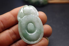 Load image into Gallery viewer, 10% OFF- Certified Natural Icy Jadeite Emerald A*Jade HandCarved Ruyi Dragon Pendant X1820