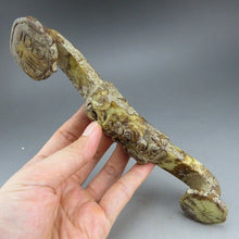 Load image into Gallery viewer, 6.62in/188mm H- Antique Chinese Genuine Natural Light Green Jade HandCarved Ruyi Statue