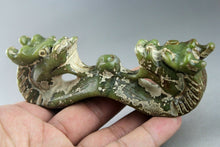 Load image into Gallery viewer, 4.5in/114.3mm H- Antique Chinese Genuine Natural Green Jade HandCarved Ruyi Statue