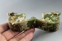 Load image into Gallery viewer, 4.5in/114.3mm H- Antique Chinese Genuine Natural Green Jade HandCarved Ruyi Statue