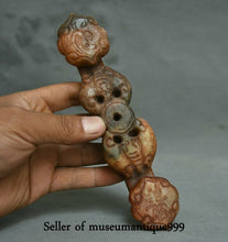 Load image into Gallery viewer, 7.2in/182.88mm H- Antique Chinese Dynasty Genuine Natural Red Jade HandCarved Bat Beast Wealth Lucky Ruyi Statue