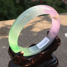 Load image into Gallery viewer, 10% OFF- 57/58/59mm Certified Natural 3 Color Jadeite Emerald A*Jade HandCarved Bangle x2106
