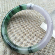 Load image into Gallery viewer, 10% OFF- 57/58/59mm Certified Natural Zebra Jadeite Emerald A Jade Handcarved Round Bangle S9189