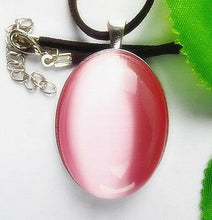 Load image into Gallery viewer, 10% OFF- Certified Natural Pink Emerald A*Jade Oval Cat Eye Pendant with 18'' Rope Necklace