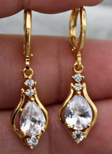 Load image into Gallery viewer, 10% OFF- 18K Yellow Gold Filled 1.2'' Hollow Teardrop Peridot Clear Topaz Gems Women Earrings with Gift Box