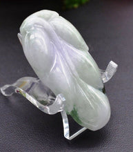Load image into Gallery viewer, 10% OFF- Certified Natural Icy Jadeite Emerald A Jade Handcarved Tablet Translucent Leaf Pendant A1031