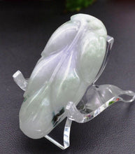 Load image into Gallery viewer, 10% OFF- Certified Natural Icy Jadeite Emerald A Jade Handcarved Tablet Translucent Leaf Pendant A1031