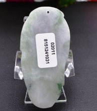 Load image into Gallery viewer, 10% OFF- Certified Natural Icy Jadeite Emerald A Jade Handcarved Tablet Translucent Leaf Pendant A1031