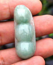 Load image into Gallery viewer, 10% OFF- Certified Natural Icy Jadeite Emerald A Jade Handcarved Tablet Translucent Beans Pendant GS7055