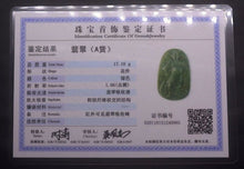 Load image into Gallery viewer, 10% OFF- Certified Natural Oily Green Jadeite Emerald A Jade Handcarved Translucent Guan Yu Pendant A0985