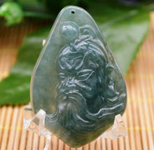 Load image into Gallery viewer, 10% OFF- Certified Natural Oily Green Jadeite Emerald A Jade Handcarved Translucent Duke Guan Pendant GS8978