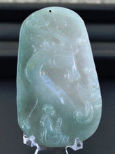 Load image into Gallery viewer, 10% OFF- Certified Natural Oily Light Green Jadeite Emerald A Jade Handcarved Translucent Lucky Dragon Pendant GS9708