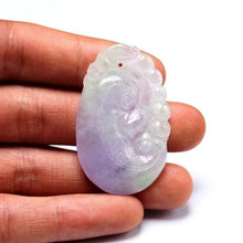 Load image into Gallery viewer, 10% OFF- Certified Natural Purple Icy Jadeite Emerald A Jade  Handcarved Dragon Ruyi Pendant A9506