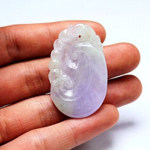 Load image into Gallery viewer, 10% OFF- Certified Natural Purple Icy Jadeite Emerald A Jade  Handcarved Dragon Ruyi Pendant A9506