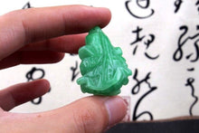 Load image into Gallery viewer, 10% OFF- Certified Natural Icy Green Jadeite Emerald A Jade Handcarved Tablet Lucky Cabbage Pendant A0453