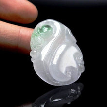Load image into Gallery viewer, 10% OFF- Certified Natural Icy Jadeite Emerald A Jade Handcarved Tablet Dragon Ruyi Pendant A0434