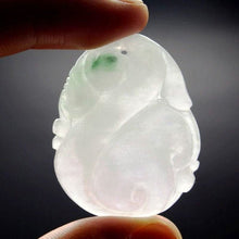 Load image into Gallery viewer, 10% OFF- Certified Natural Icy Jadeite Emerald A Jade Handcarved Tablet Dragon Ruyi Pendant A0434