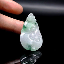 Load image into Gallery viewer, 10% OFF- Certified Natural Icy Jadeite Emerald A Jade Handcarved Tablet Dragon Ruyi Pendant A9367