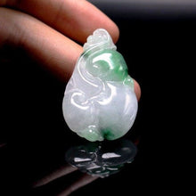 Load image into Gallery viewer, 10% OFF- Certified Natural Icy Jadeite Emerald A Jade Handcarved Tablet Dragon Ruyi Pendant A9367